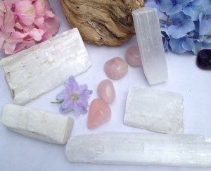 Selenite and Rose Quartz