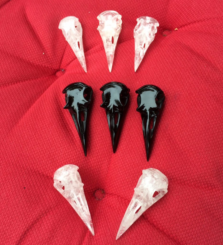 quartz and black raven skulls