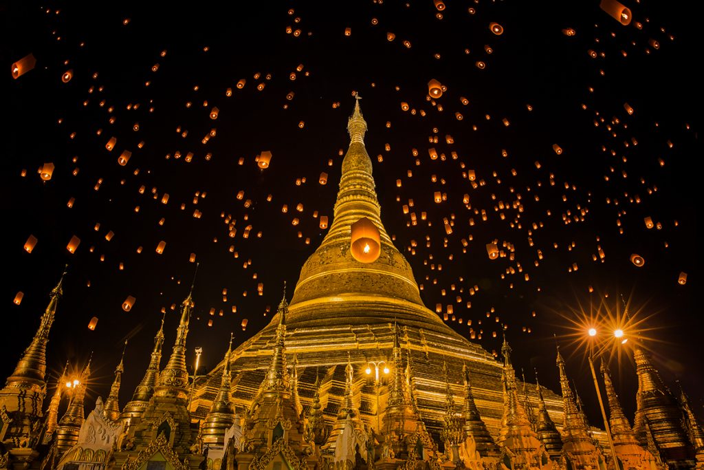 Golden Pagoda in Burma Shwedagon temple in Yangon Myanmar lantern yeepeng yee peng
