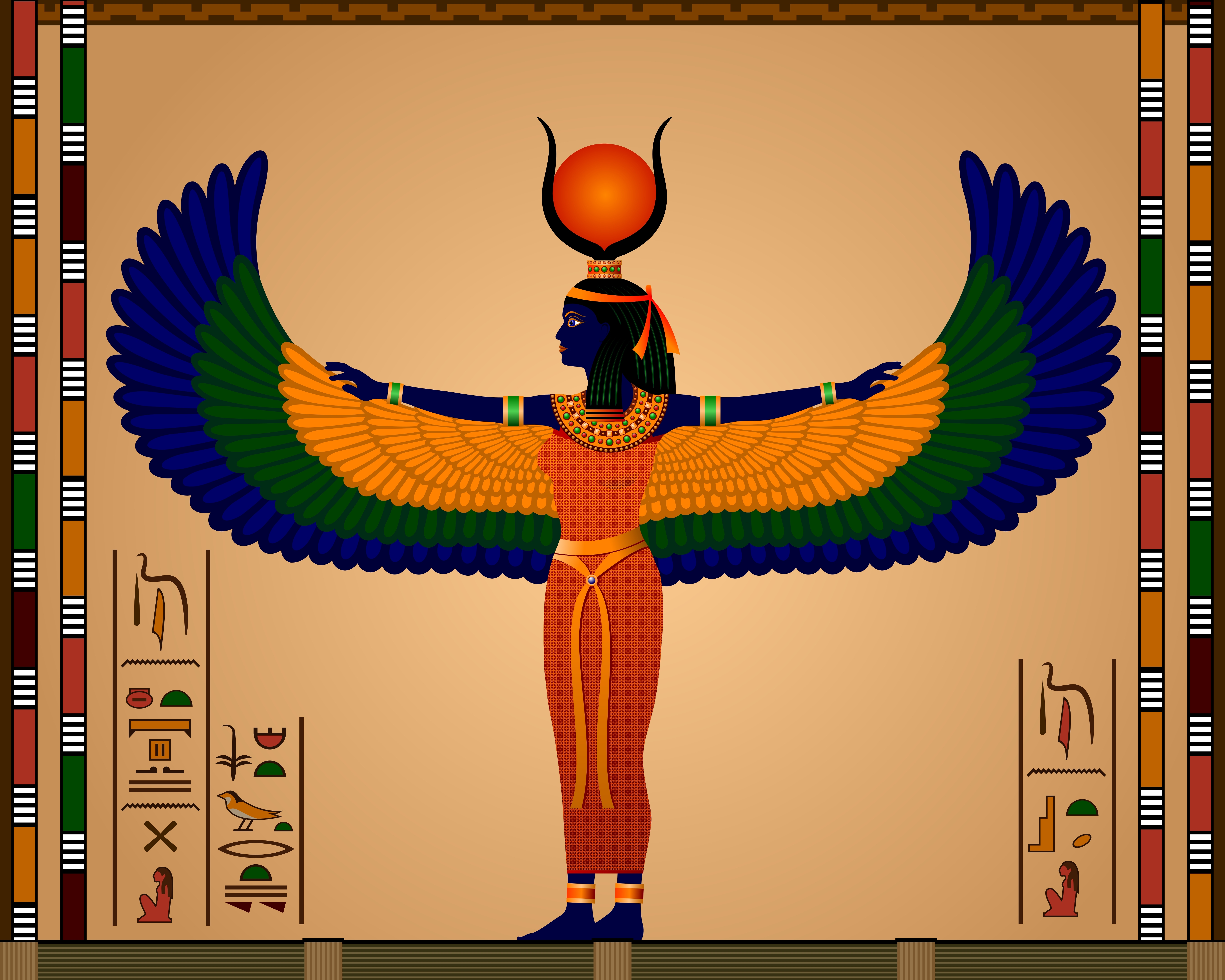 Religion of Ancient Egypt. Isis - the goddess of ancient Egypt. Vector illustration.