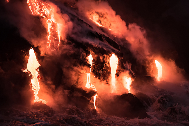 Fire dragons in volcanic lava