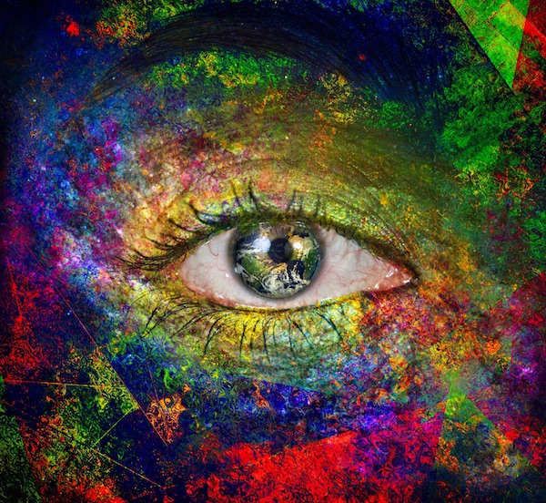 Girls coloured eye with earth