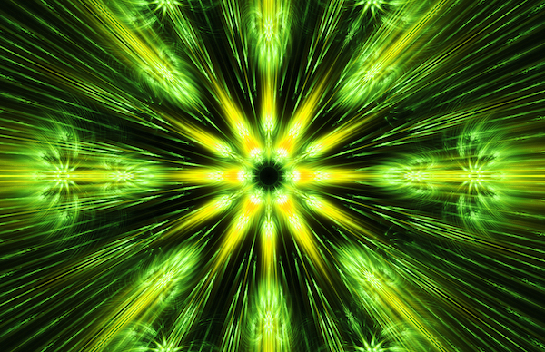 Green sacred geometric pattern