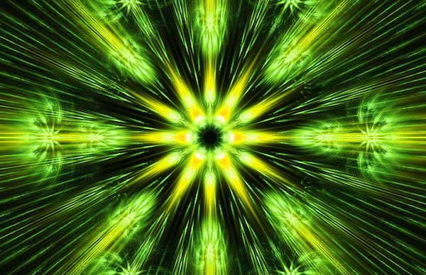 Green sacred geometric pattern
