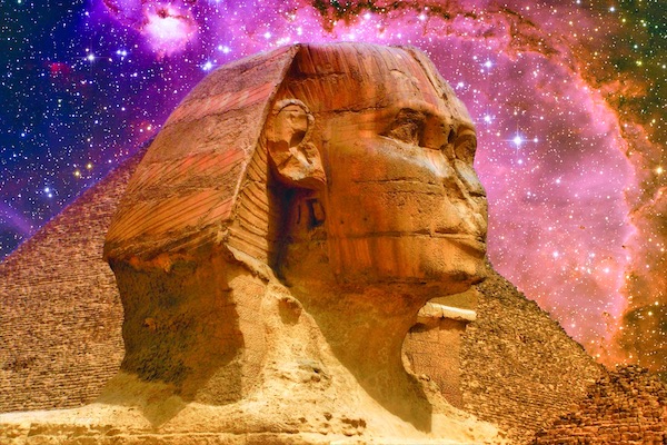 Sphinx under cosmic sky